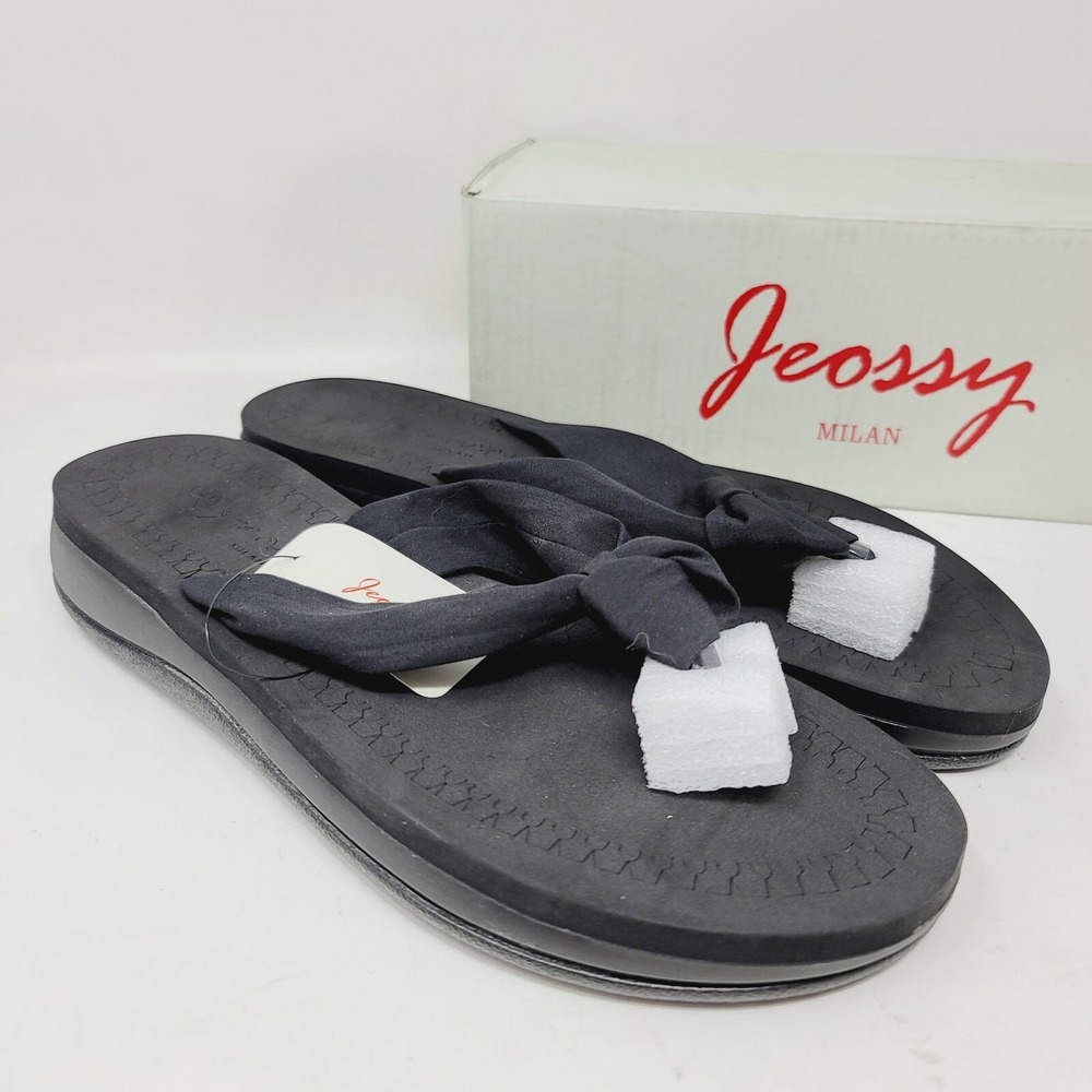 Jeossy Milan Womens Flip Flop Sz 8-8.5 Black Sandals Slip-on Casual Shoes
